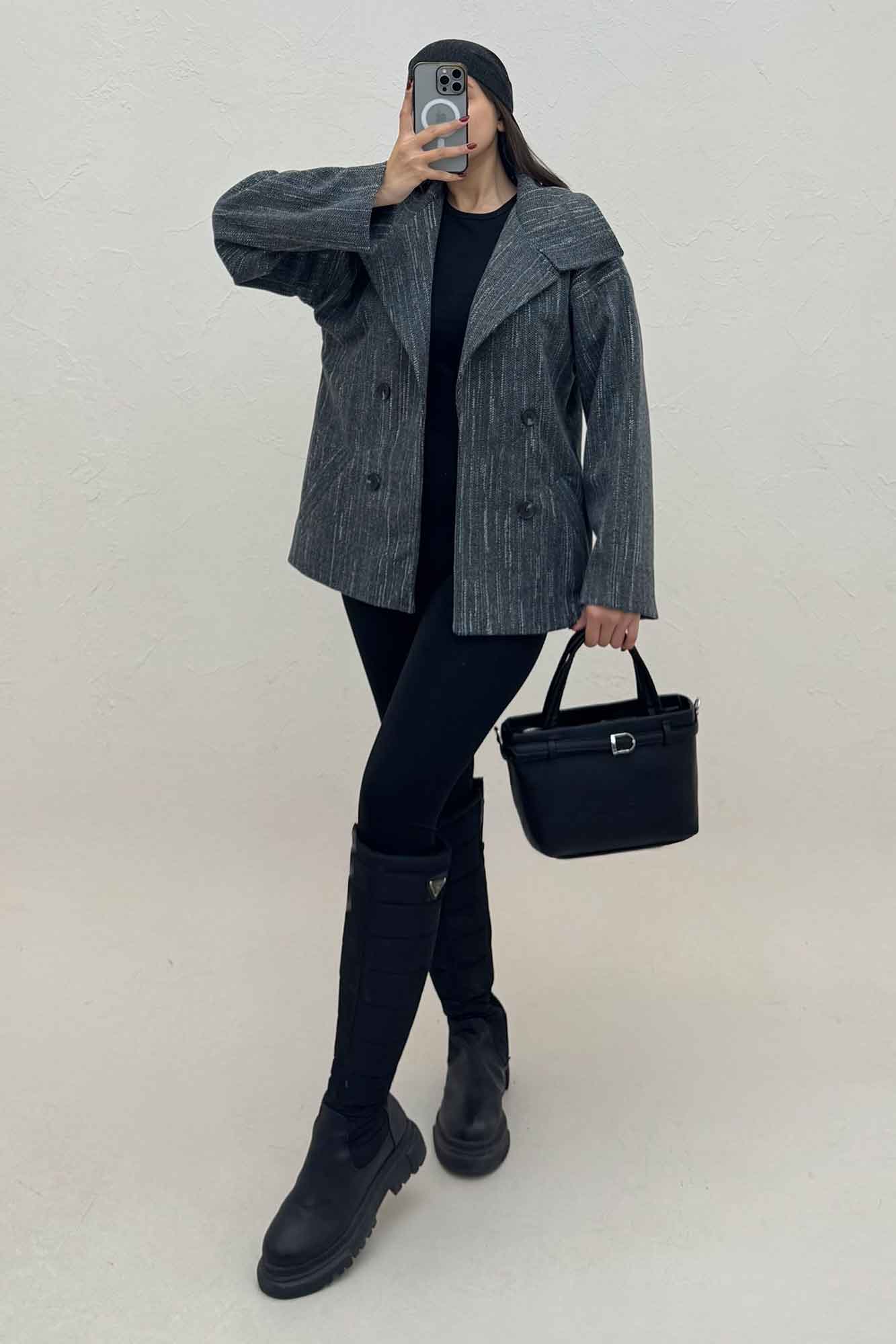 کت فوتر خط چین آستردار یقه چاک