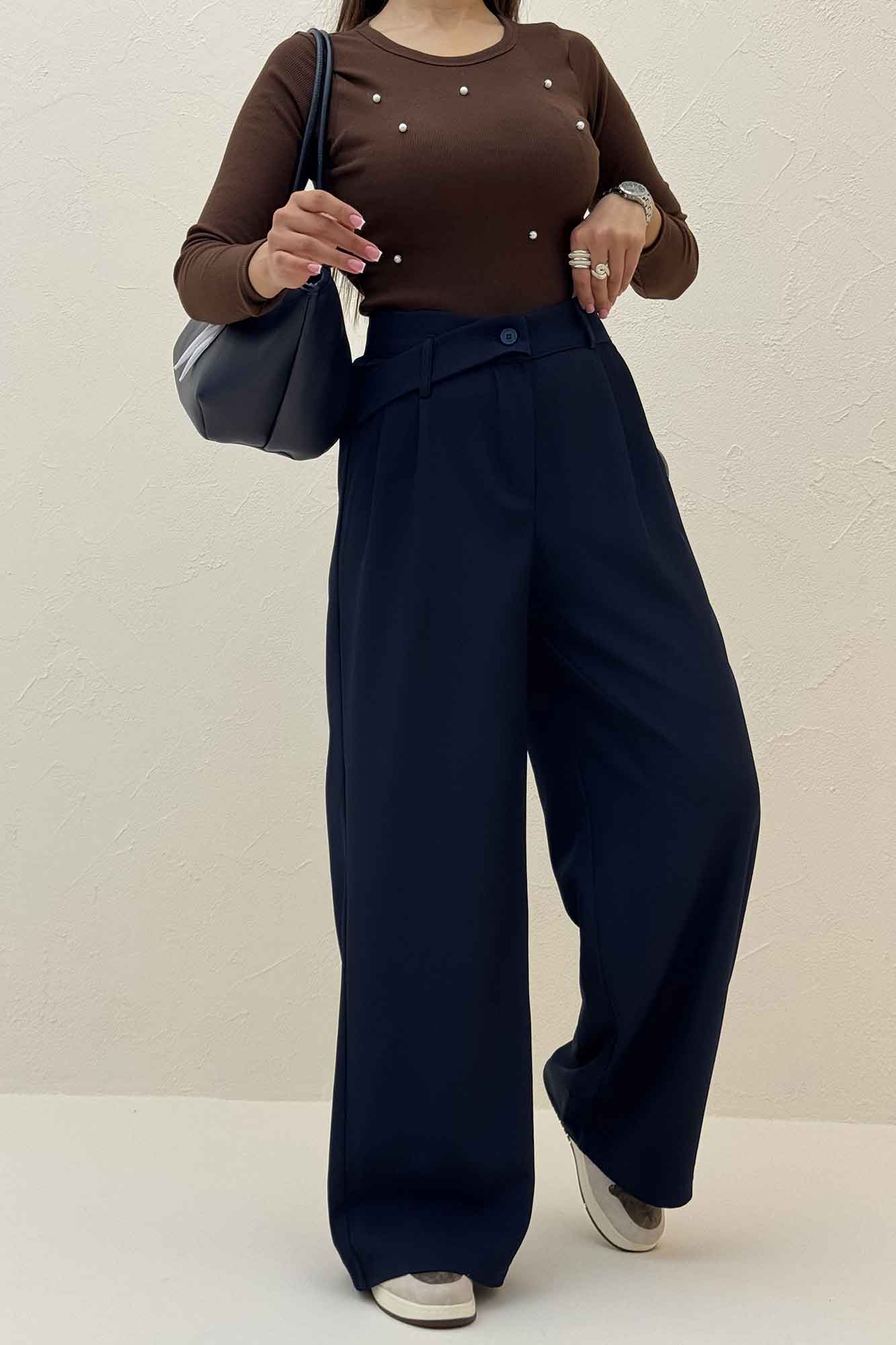 شلوار بزیاق پشت کش کمر پلدار