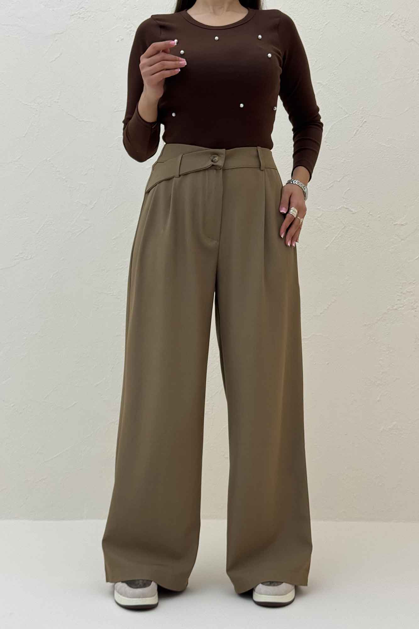 شلوار بزیاق پشت کش کمر پلدار