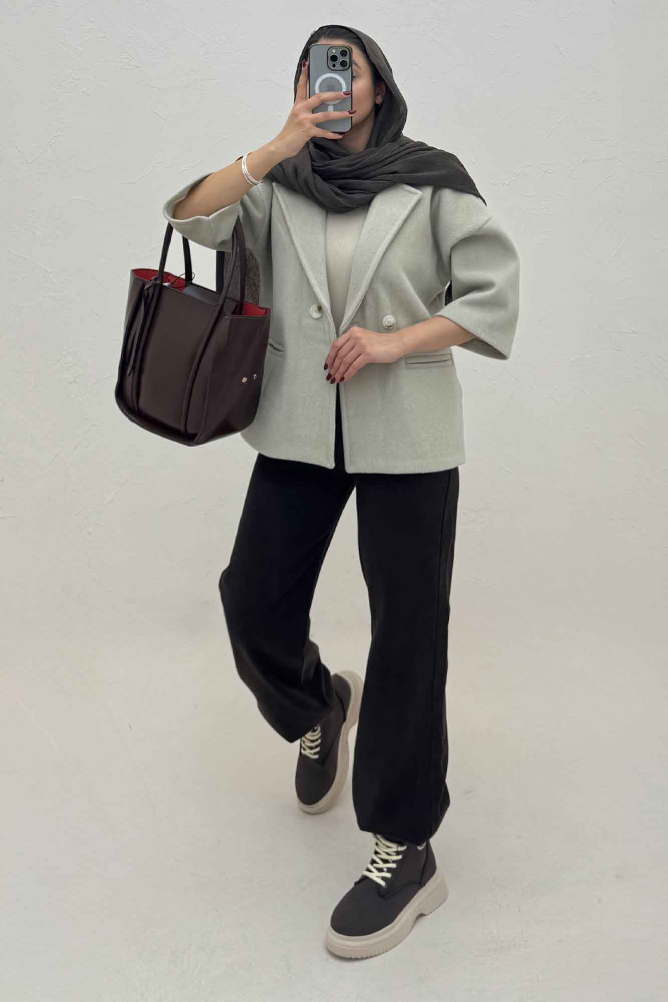 کت فوتر کشمیر آستین سه رب دو دکمه 