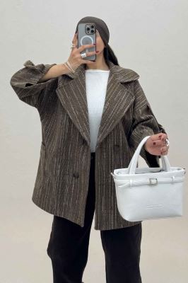 کت فوتر خط چین دار آستین سگک