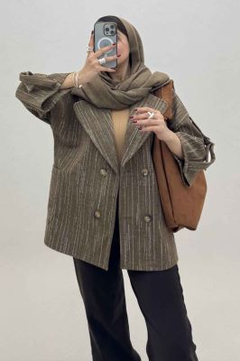 کت فوتر خط چین دار آستین سگک