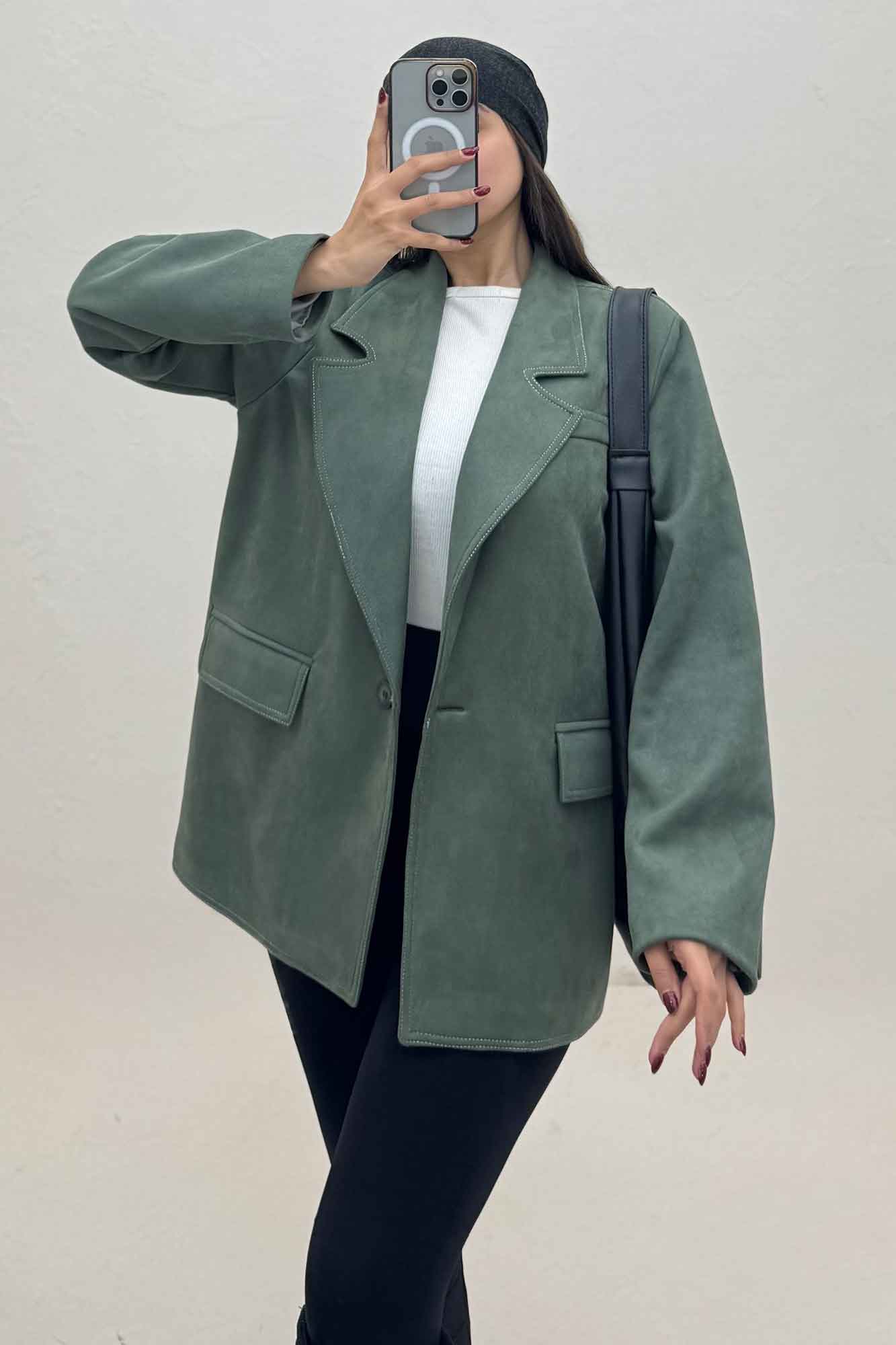 کت سوییت آستردار تک دکمه لبه دوخت