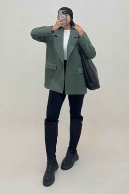 کت سوییت آستردار تک دکمه لبه دوخت