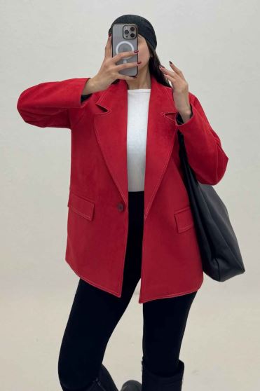 کت سوییت آستردار تک دکمه لبه دوخت