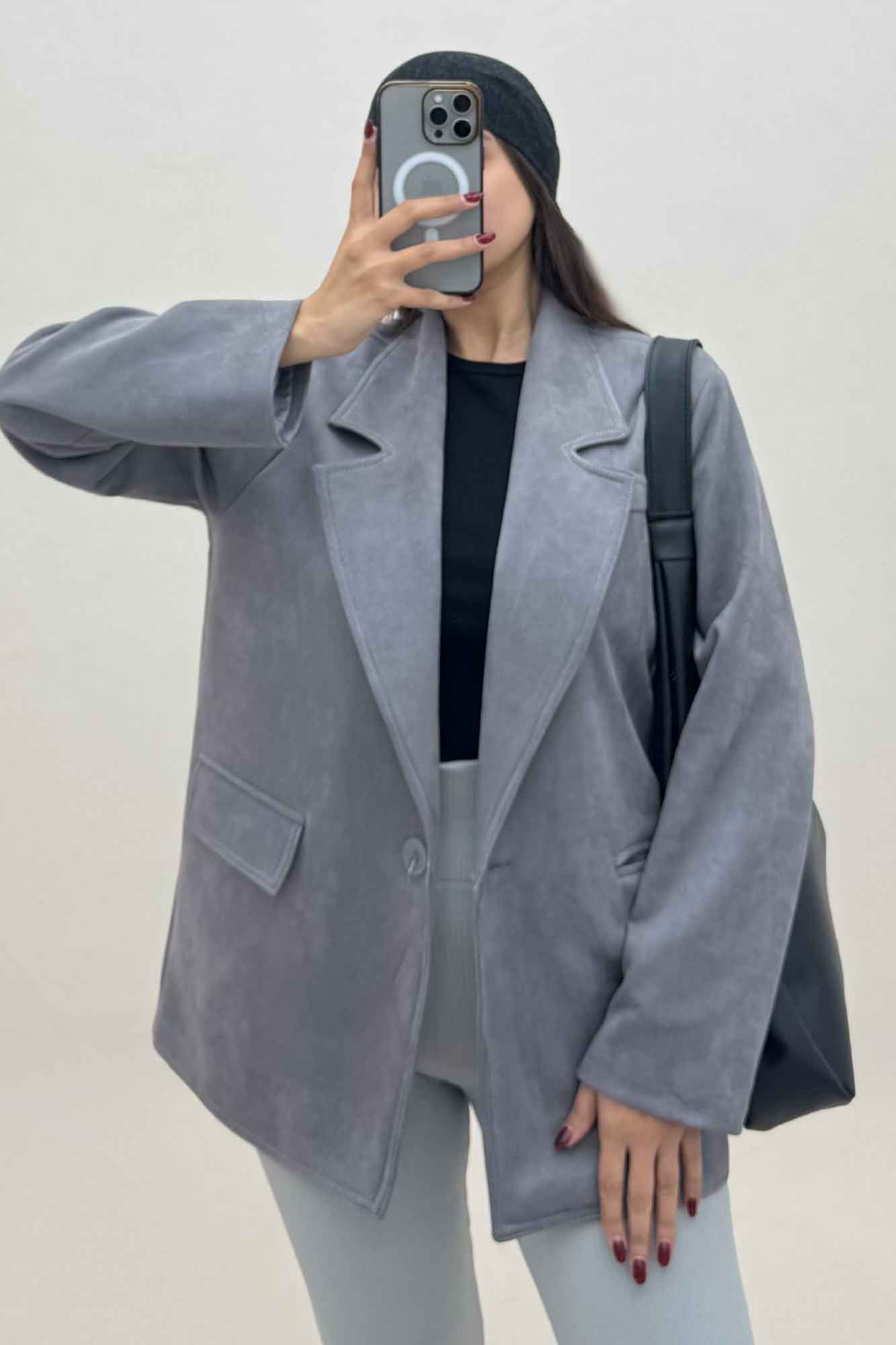 کت سوییت آستردار تک دکمه لبه دوخت