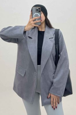 کت سوییت آستردار تک دکمه لبه دوخت