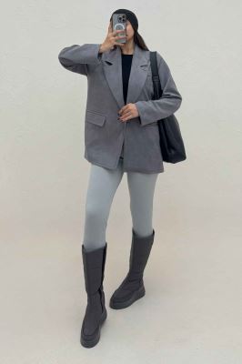 کت سوییت آستردار تک دکمه لبه دوخت