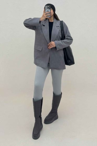 کت سوییت آستردار تک دکمه لبه دوخت