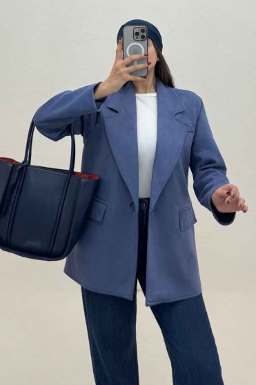 کت سوییت آستردار تک دکمه لبه دوخت