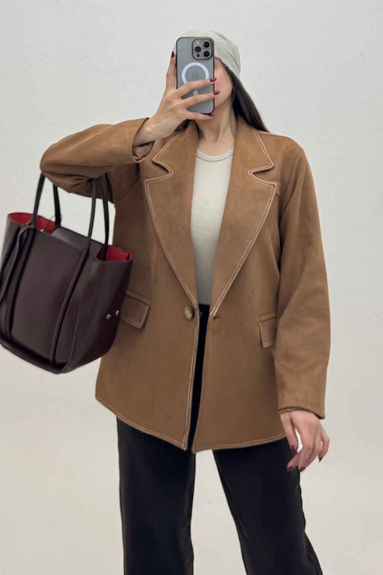 کت سوییت آستردار تک دکمه لبه دوخت