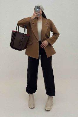 کت سوییت آستردار تک دکمه لبه دوخت