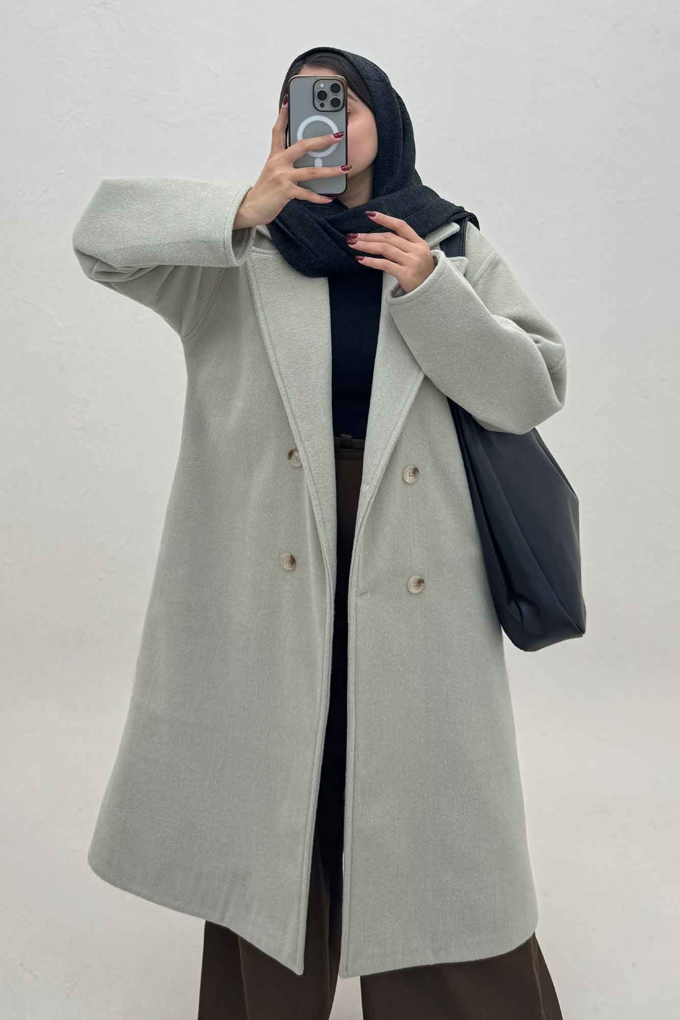 پالتو بلند فوتر کشمیر آستردار پشت چاکدار