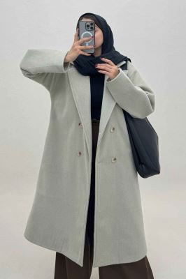 پالتو بلند فوتر کشمیر آستردار پشت چاکدار