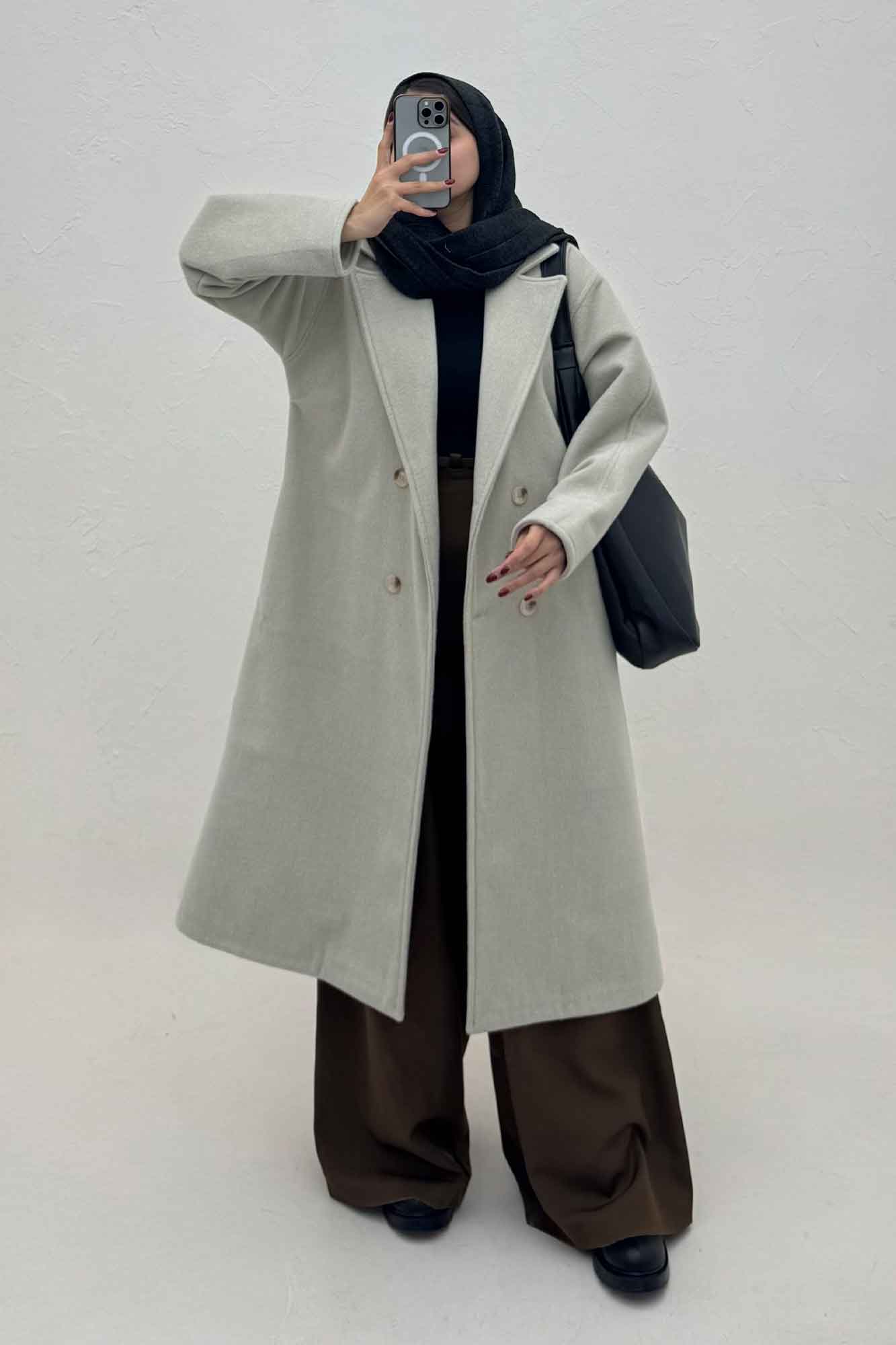 پالتو بلند فوتر کشمیر آستردار پشت چاکدار