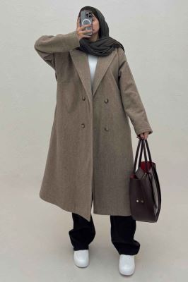پالتو بلند فوتر کشمیر آستردار پشت چاکدار