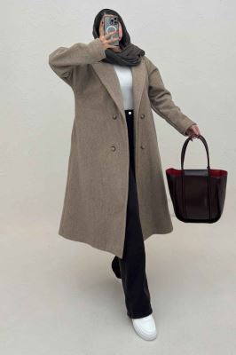 پالتو بلند فوتر کشمیر آستردار پشت چاکدار