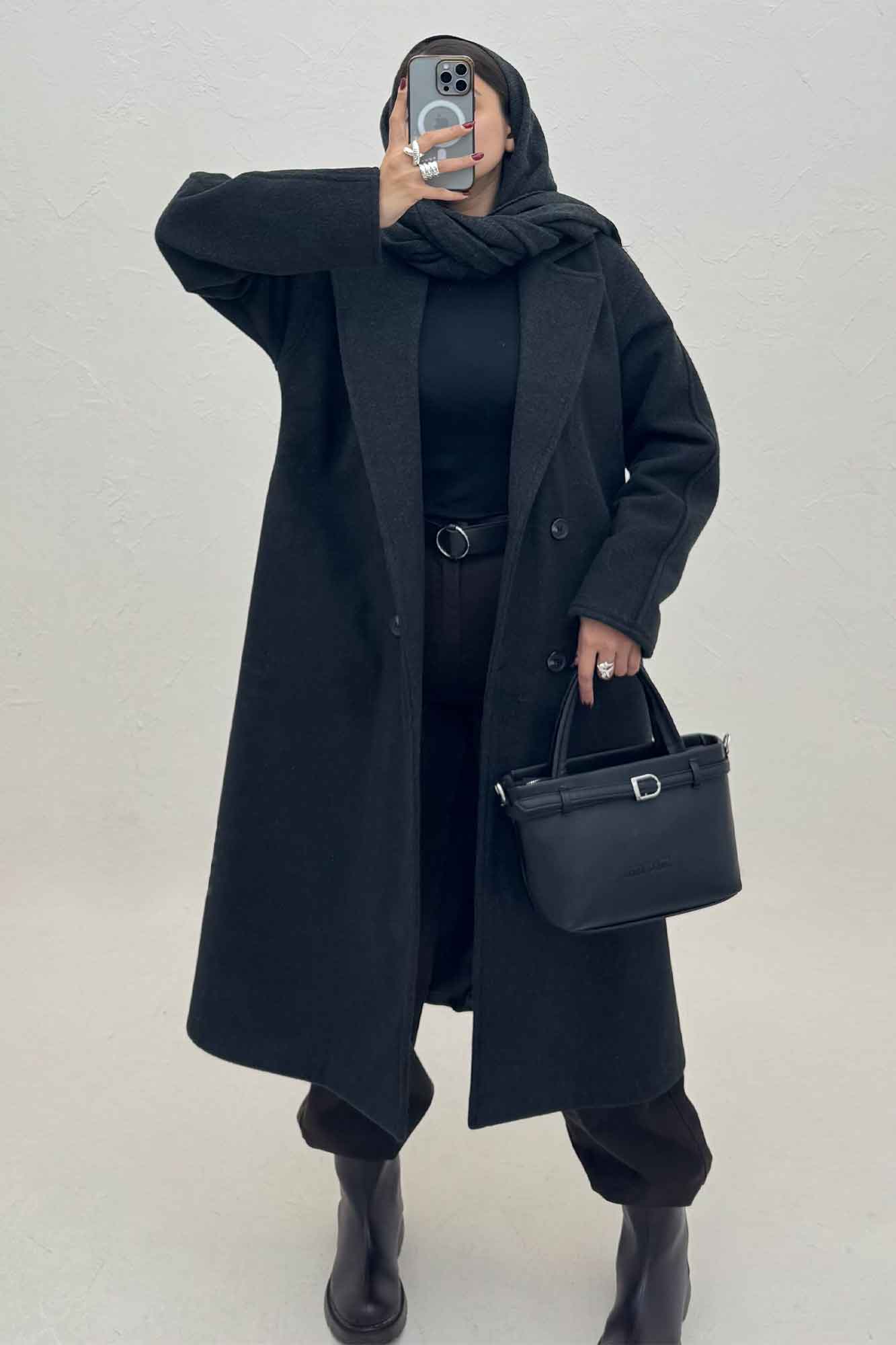 پالتو بلند فوتر کشمیر آستردار پشت چاکدار