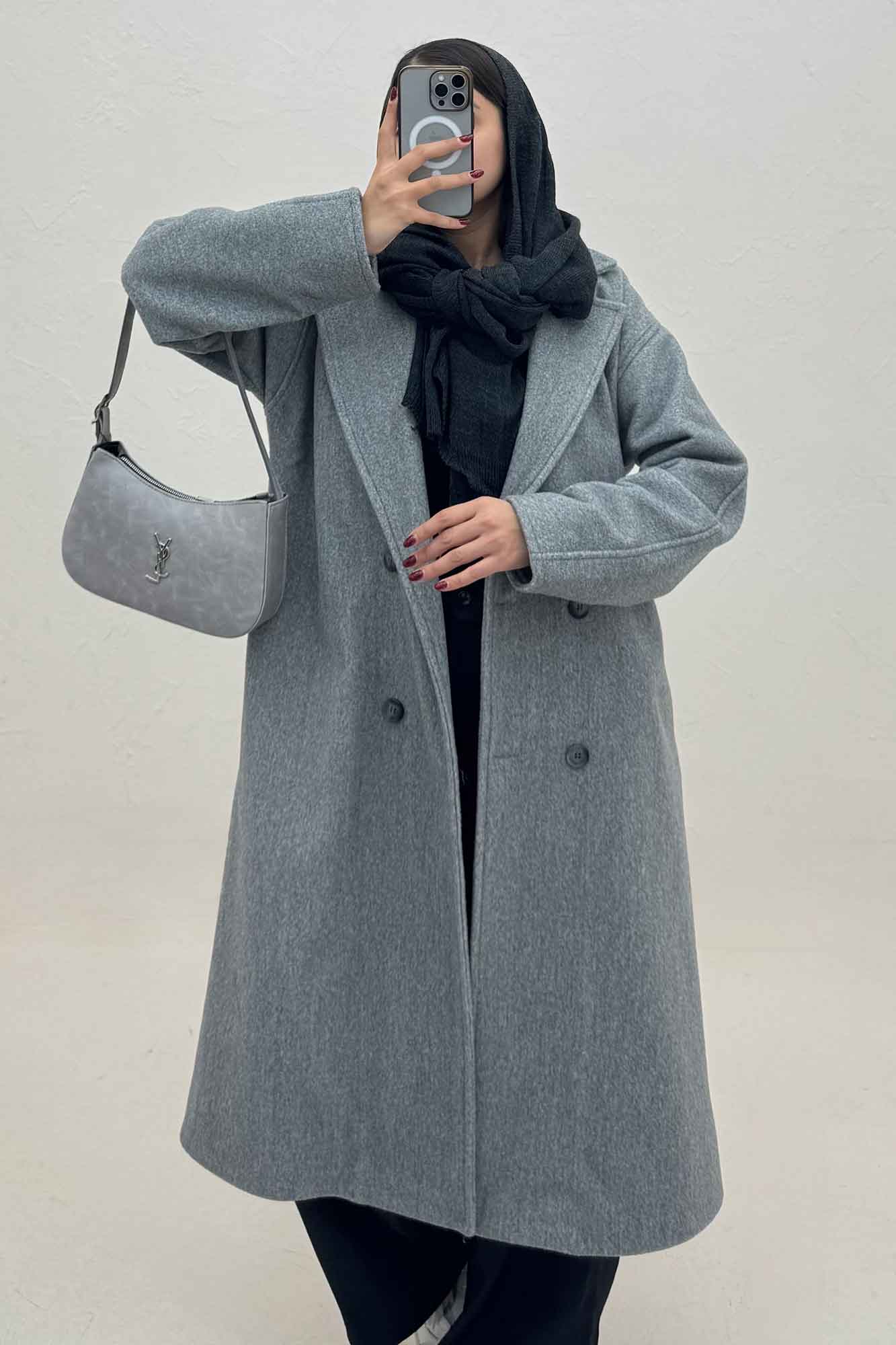 پالتو بلند فوتر کشمیر آستردار پشت چاکدار