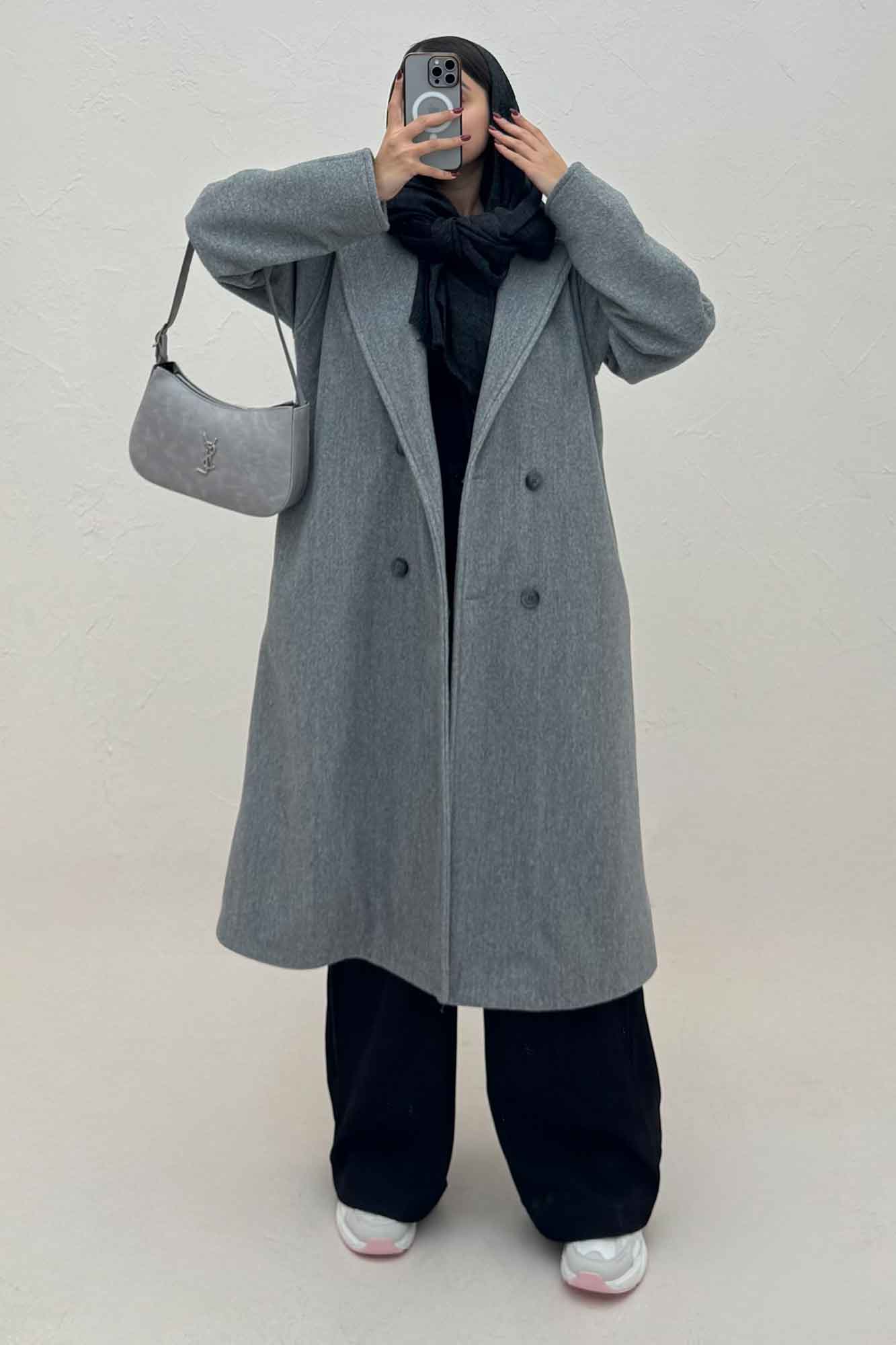 پالتو بلند فوتر کشمیر آستردار پشت چاکدار