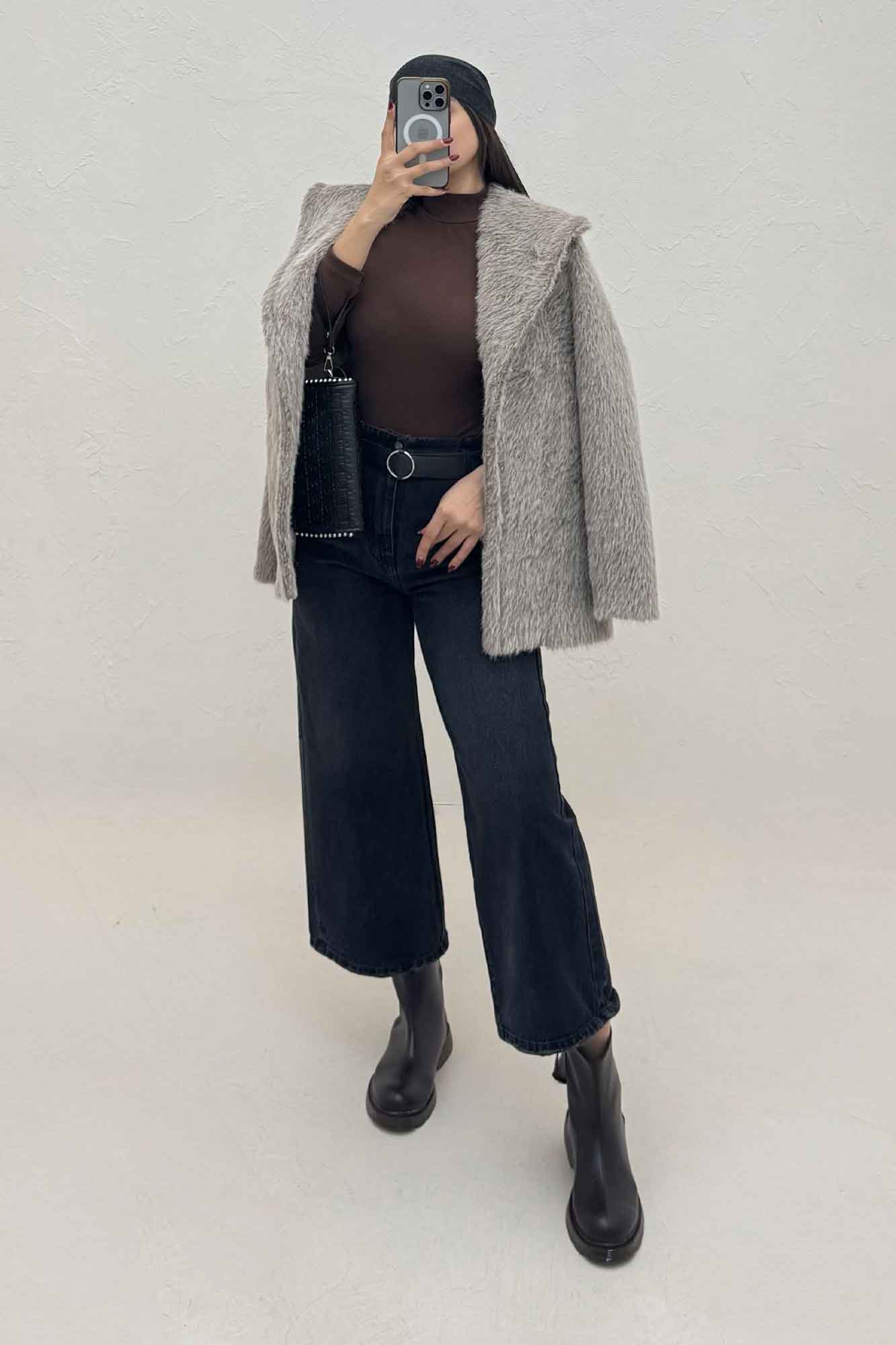 کت خز شاین دار یقه شالی