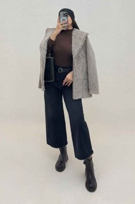 کت خز شاین دار یقه شالی