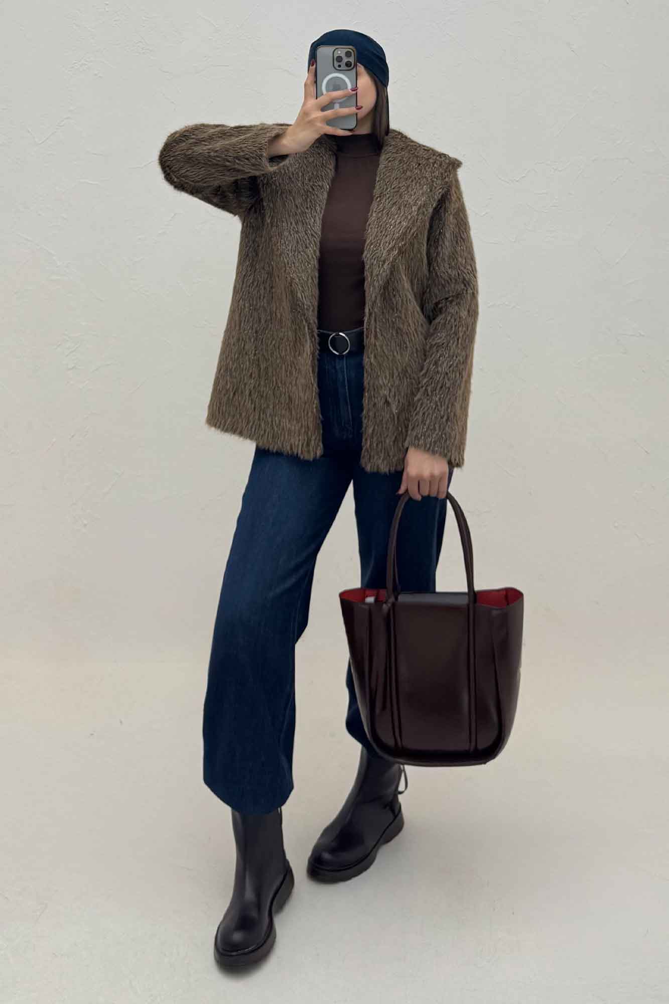 کت خز شاین دار یقه شالی