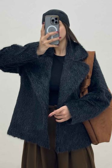 کت خز شاین دار یقه انگلیسی کد 2