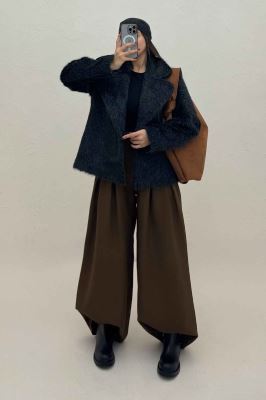 کت خز شاین دار یقه انگلیسی کد 2