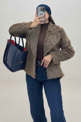 کت خز شاین دار یقه انگلیسی کد 2