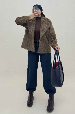 کت خز شاین دار یقه انگلیسی کد 2