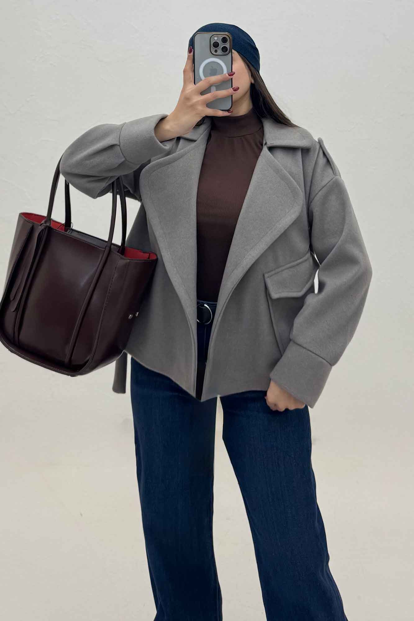 کت یقه ب ب فوتر تک جیب پاکتی (آستردار)