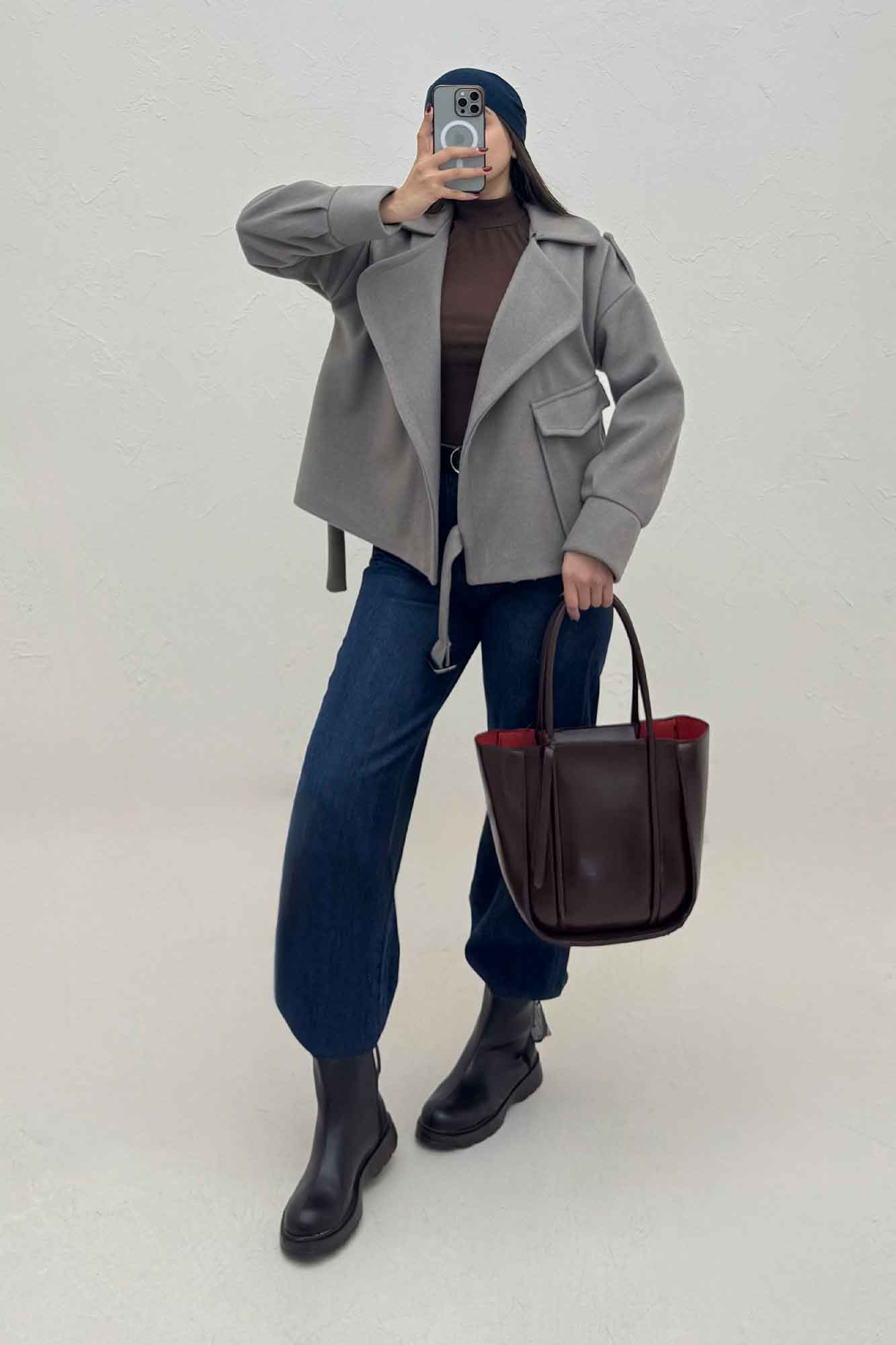 کت یقه ب ب فوتر تک جیب پاکتی (آستردار)