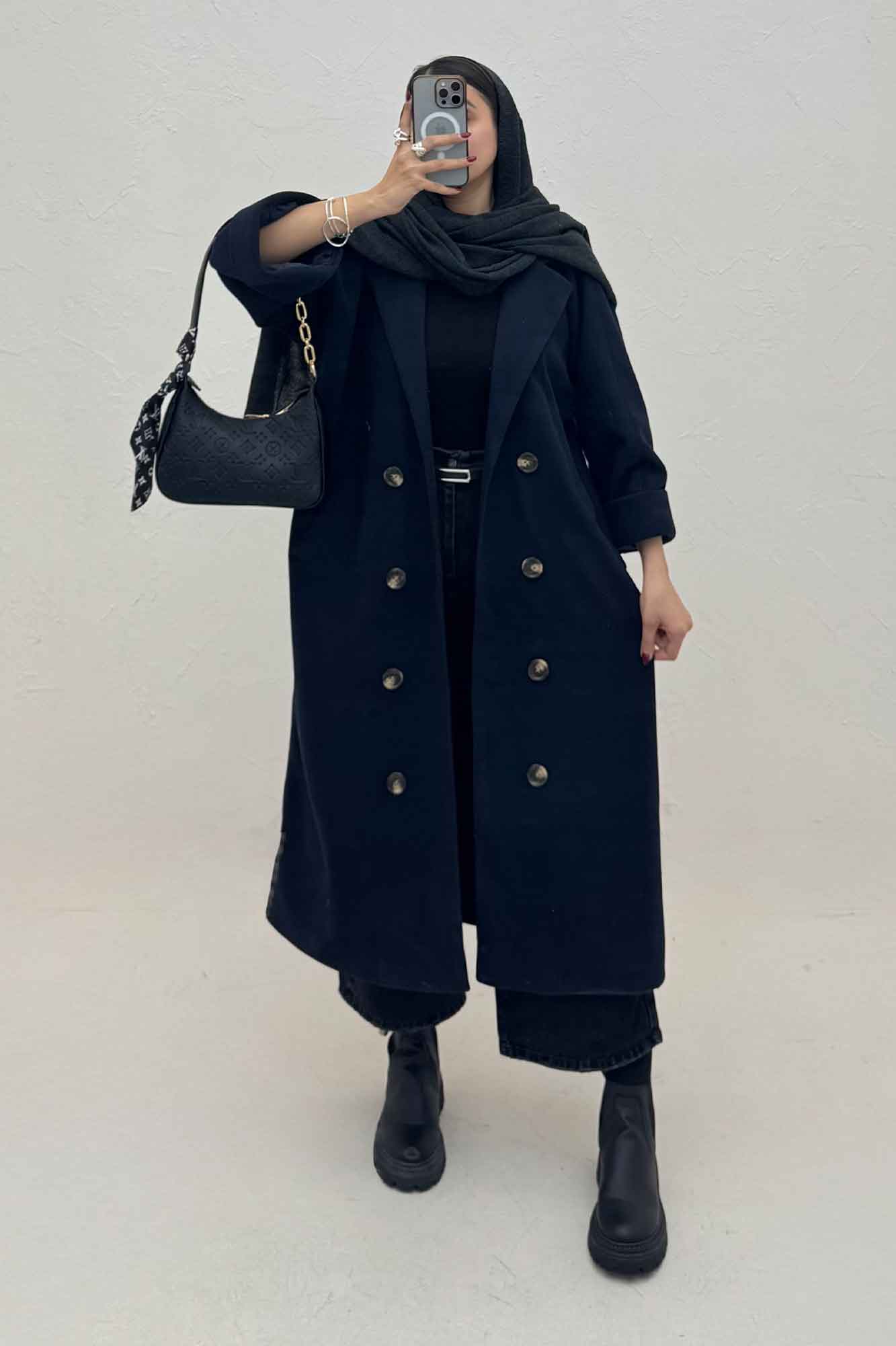 پالتو فوتر بلند آستردار آستین پاکتی