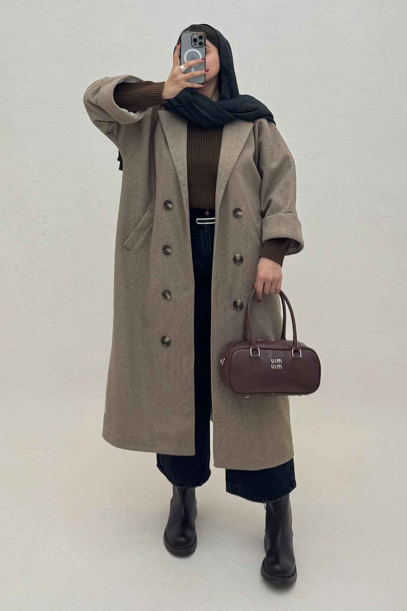 پالتو فوتر بلند آستردار آستین پاکتی