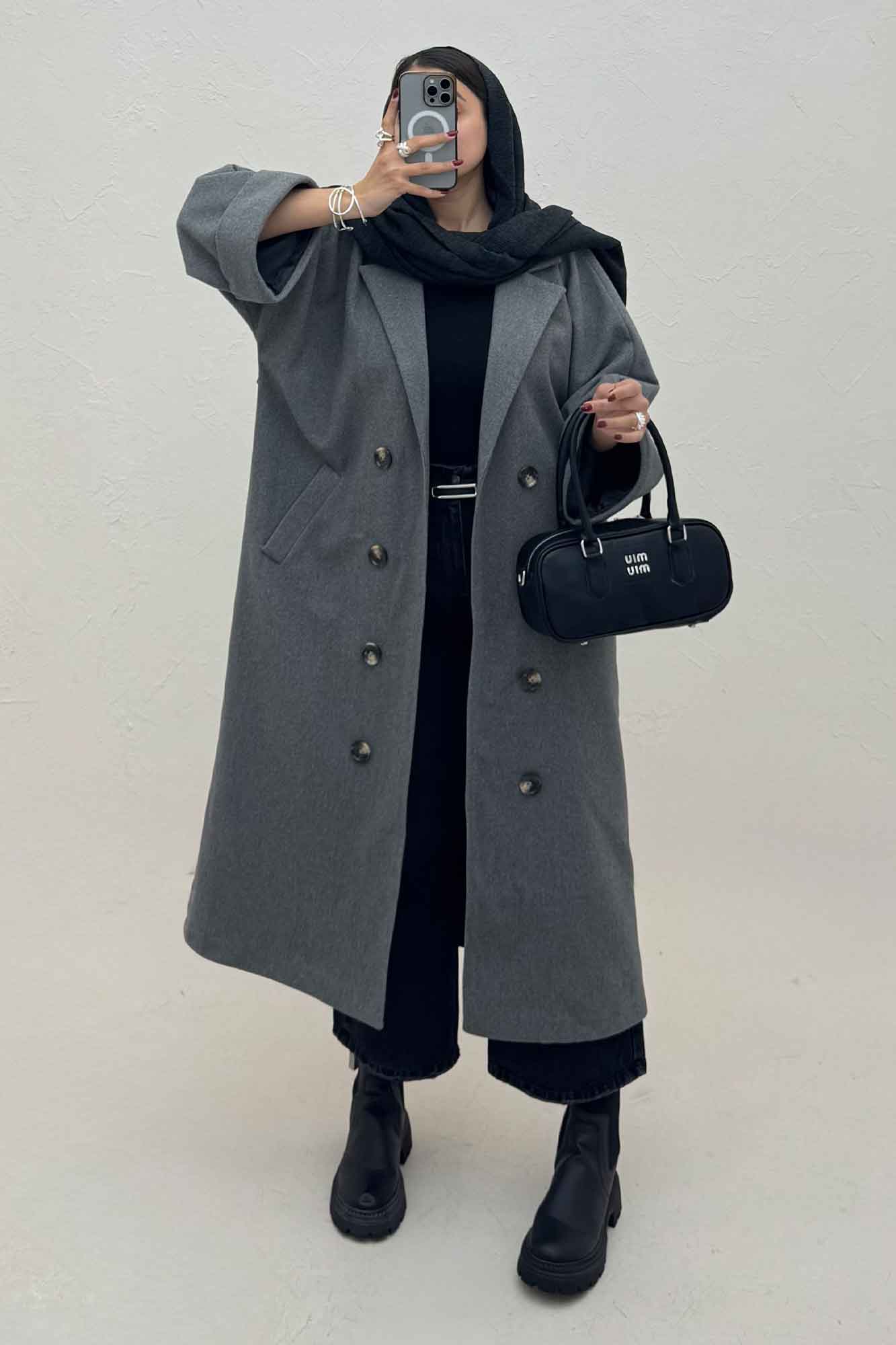 پالتو فوتر بلند آستردار آستین پاکتی