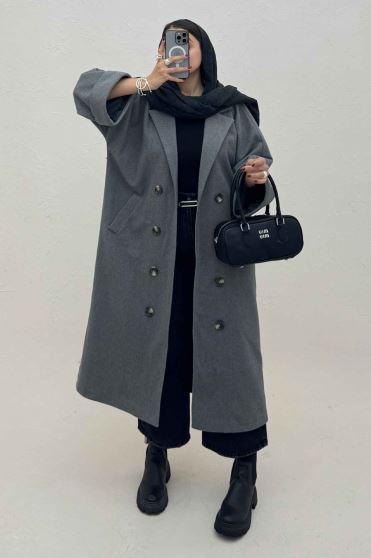 پالتو فوتر بلند آستردار آستین پاکتی