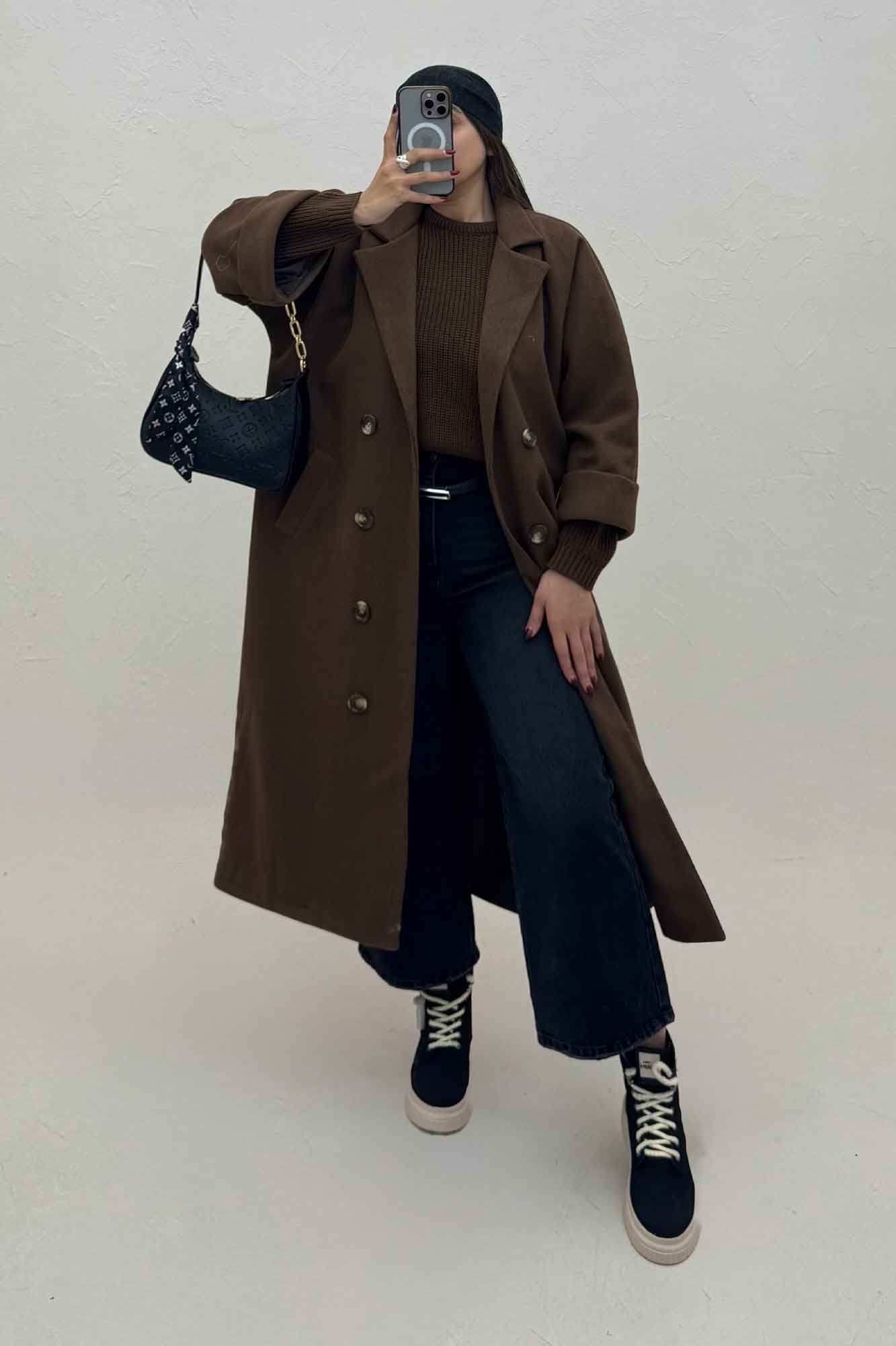 پالتو فوتر بلند آستردار آستین پاکتی