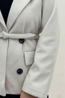 کت فوتر کجراه آستردار کمربنددار