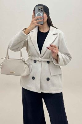 کت فوتر کجراه آستردار کمربنددار