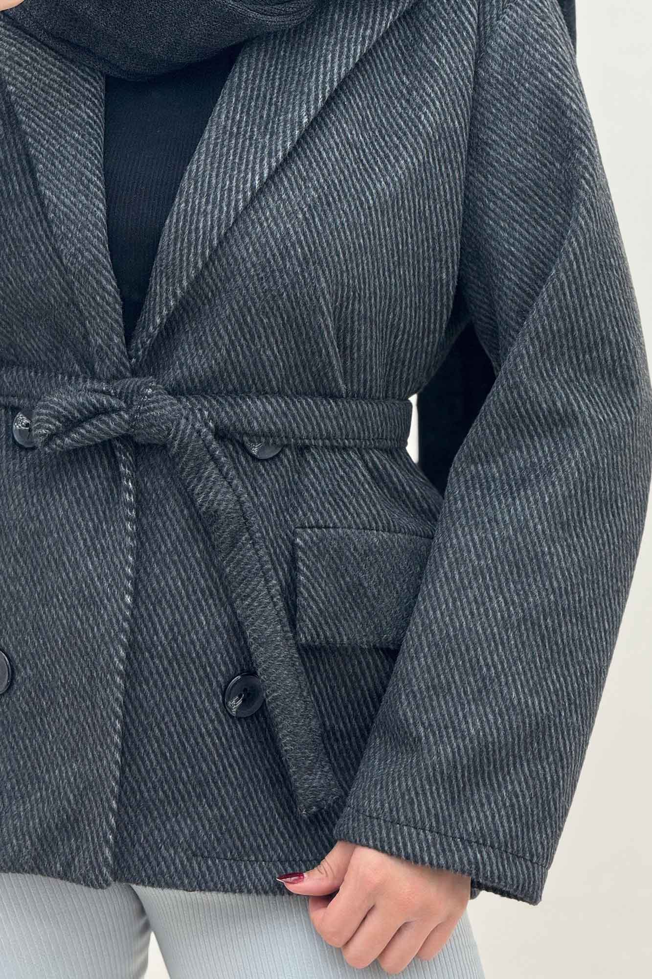 کت فوتر کجراه آستردار کمربنددار