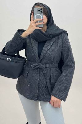 کت فوتر کجراه آستردار کمربنددار