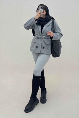 کت فوتر کجراه آستردار کمربنددار