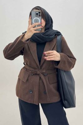 کت فوتر کجراه آستردار کمربنددار