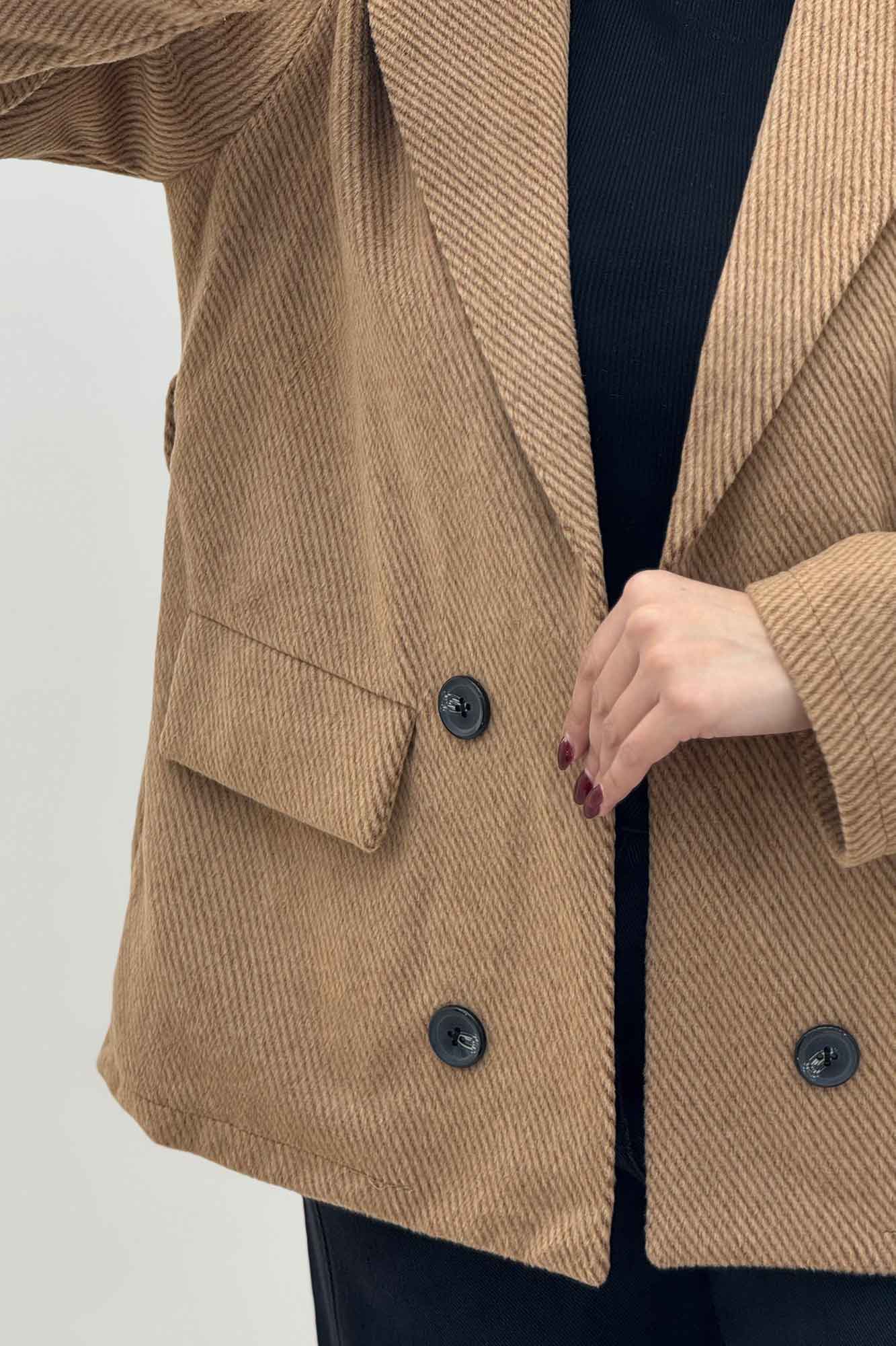 کت فوتر کجراه آستردار کمربنددار