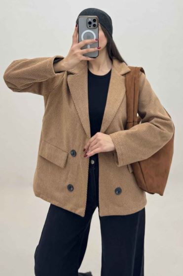 کت فوتر کجراه آستردار کمربنددار