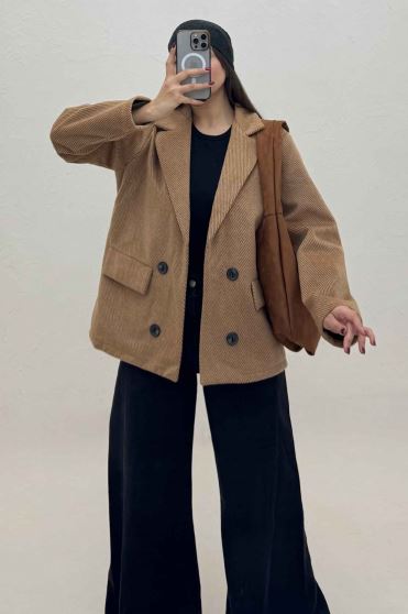 کت فوتر کجراه آستردار کمربنددار