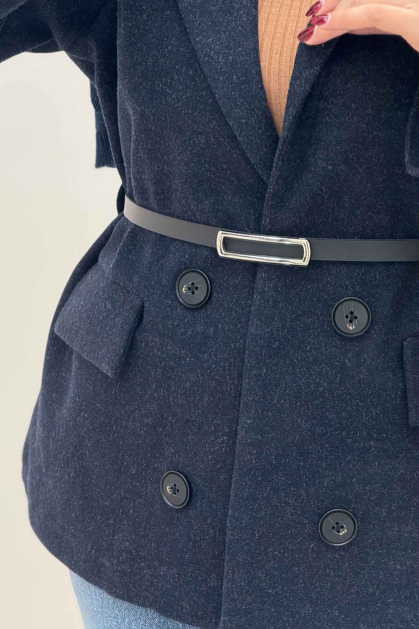 کت فوتر یقه انگلیسی آستردار کمربند چرم