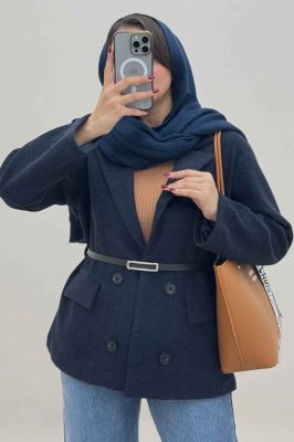 کت فوتر یقه انگلیسی آستردار کمربند چرم