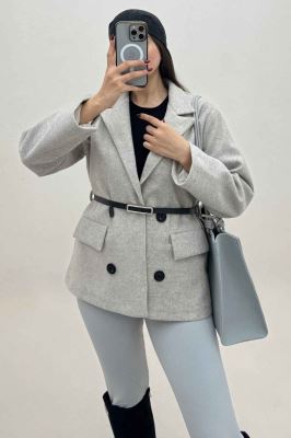 کت فوتر یقه انگلیسی آستردار کمربند چرم